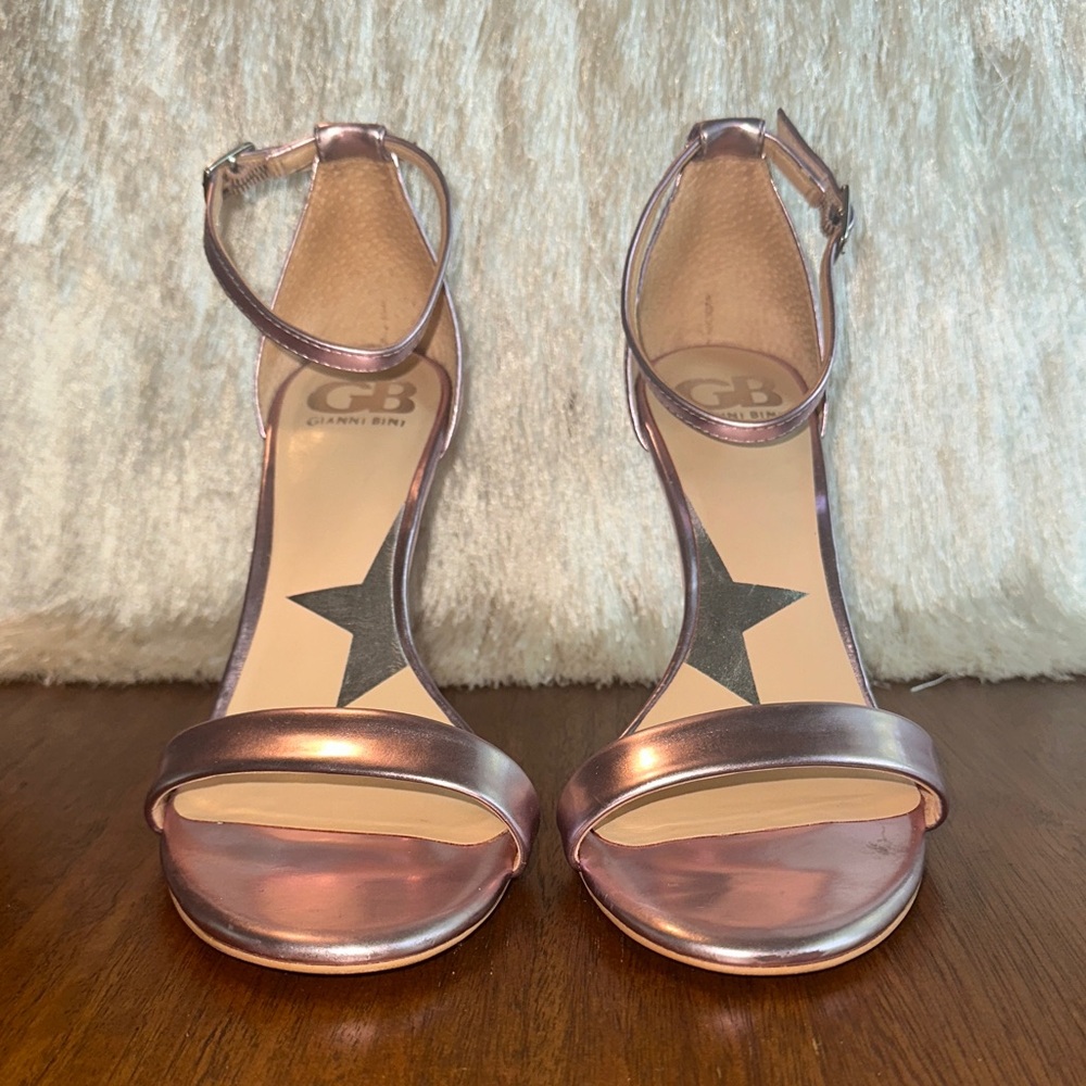 Gianni Bini Pink Rose Metallic Strappy Heels